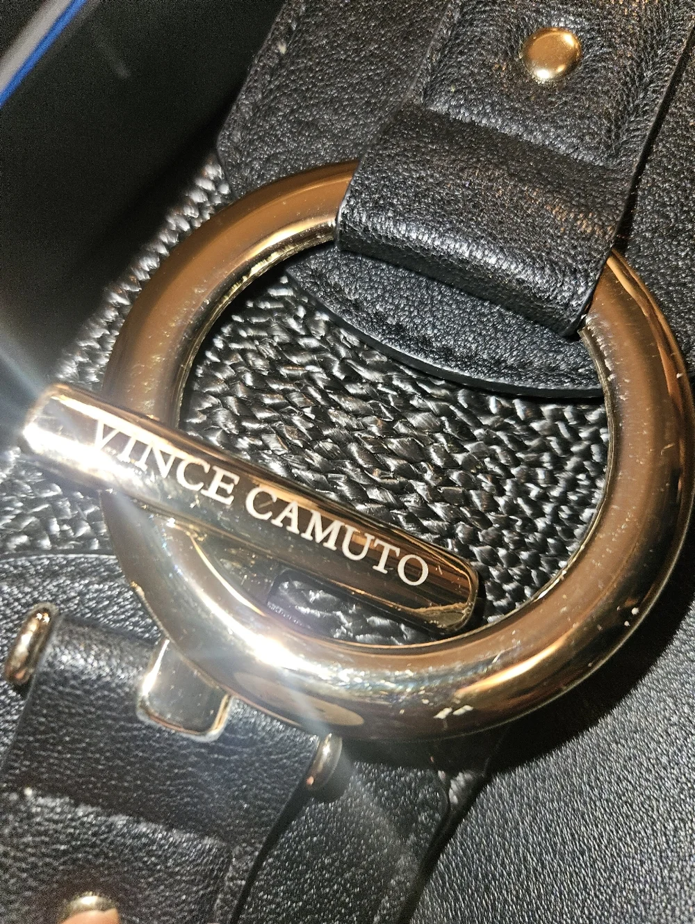 Vince Camuto Black Raffia Stetch Statement Waist Belt Size M/L
